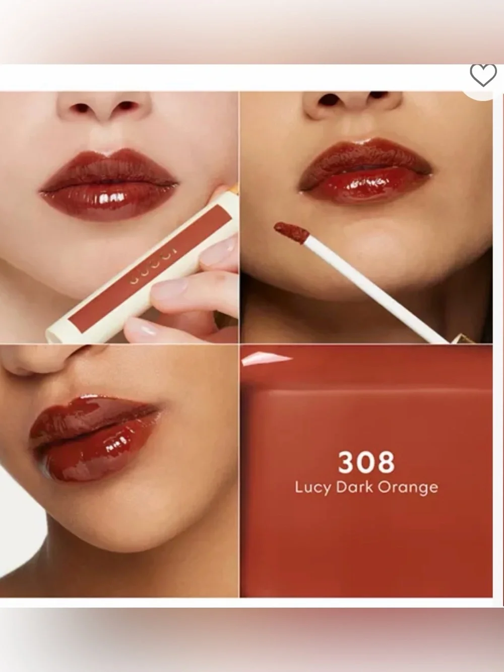 Gucci Glow Oil in Water Tint Liquid Lipstick 308 Lucy dark orange